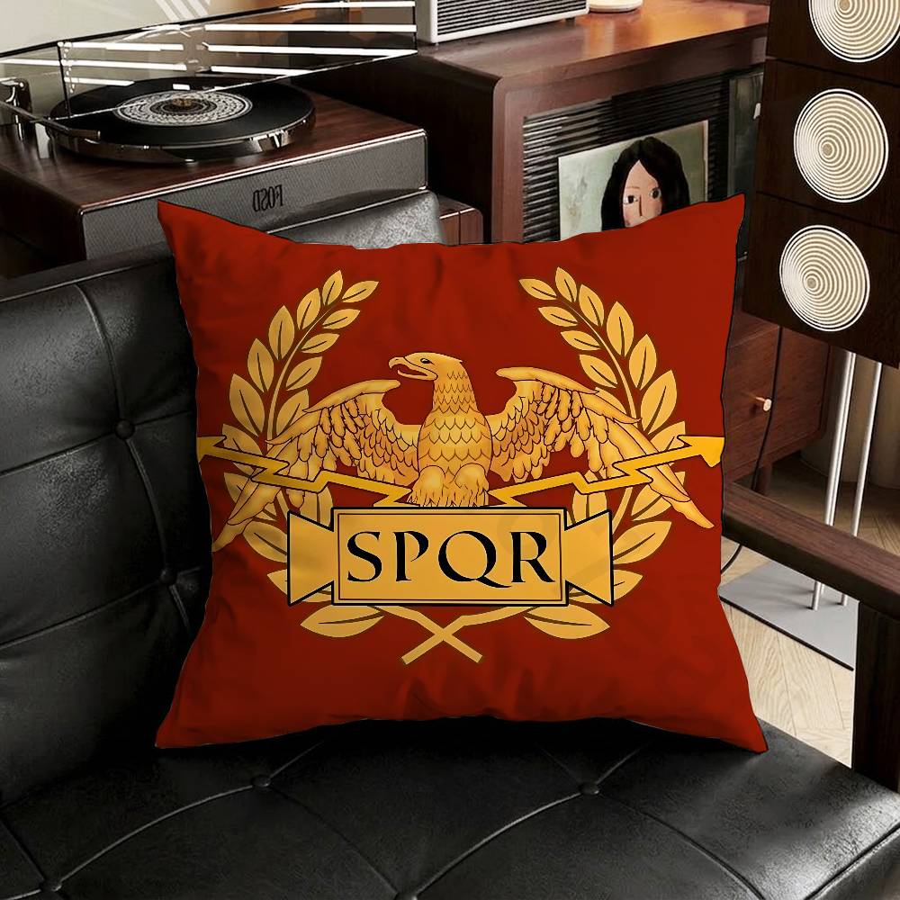 Retro Spqr Roman Empire Pillow Case Antidustmite Pillowcase Invisible zipper silky short plush Sofa cushion cover