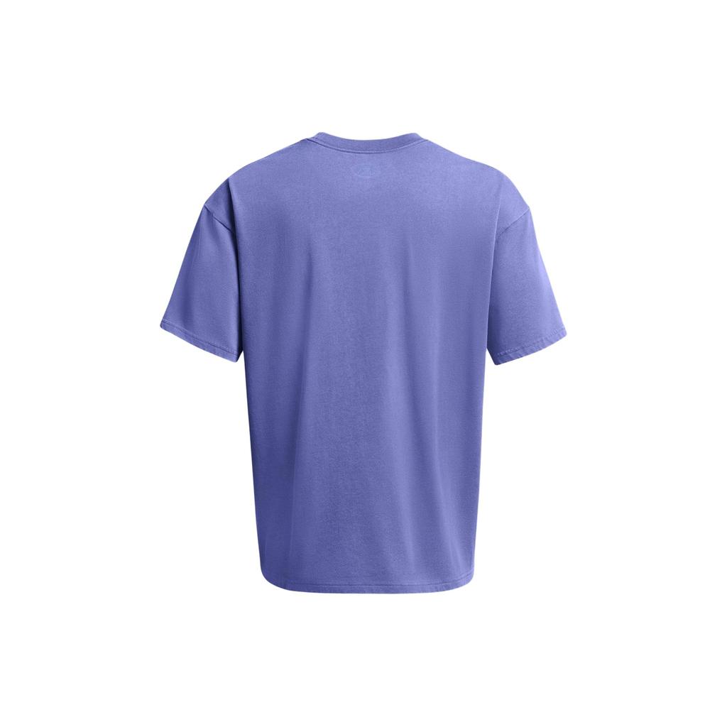 Under Armour Solid Color Embroidered Letter Crew Neck Loose Short Sleeve T-Shirt Men Tops Blue Purple 1385573-561