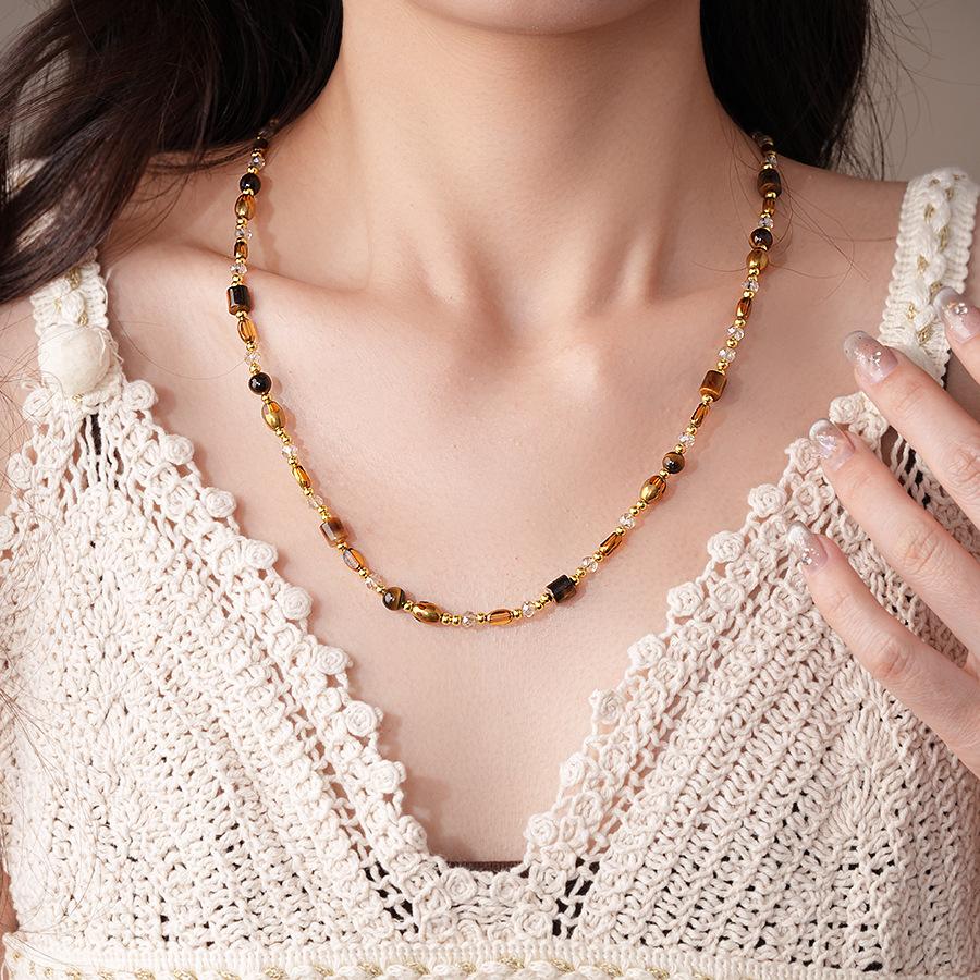 Ethnic Style Irregular Beaded Crystal Beaded Necklace Women's Clavicle Chain Holiday Style Necklace