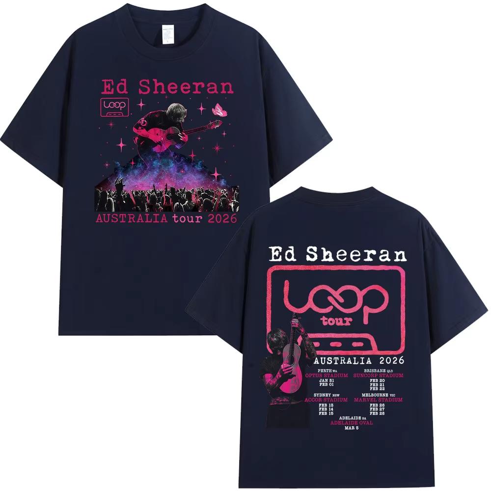 Ed Sheeran Loop Tour Australia 2026 Tour Tshirts Men Women Clothing Fashion Hip Hop Casual pure Cotton T Shirts Streetwear