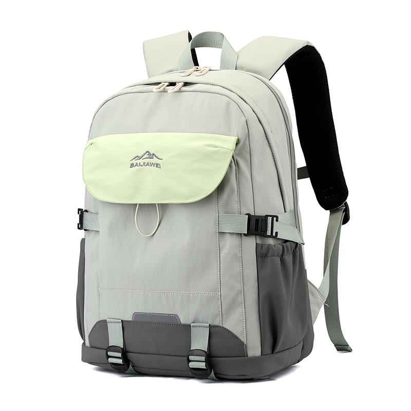 Outdoor Contrast Backpack Lightweight Student Schoolbag Travel Backpack зелёный