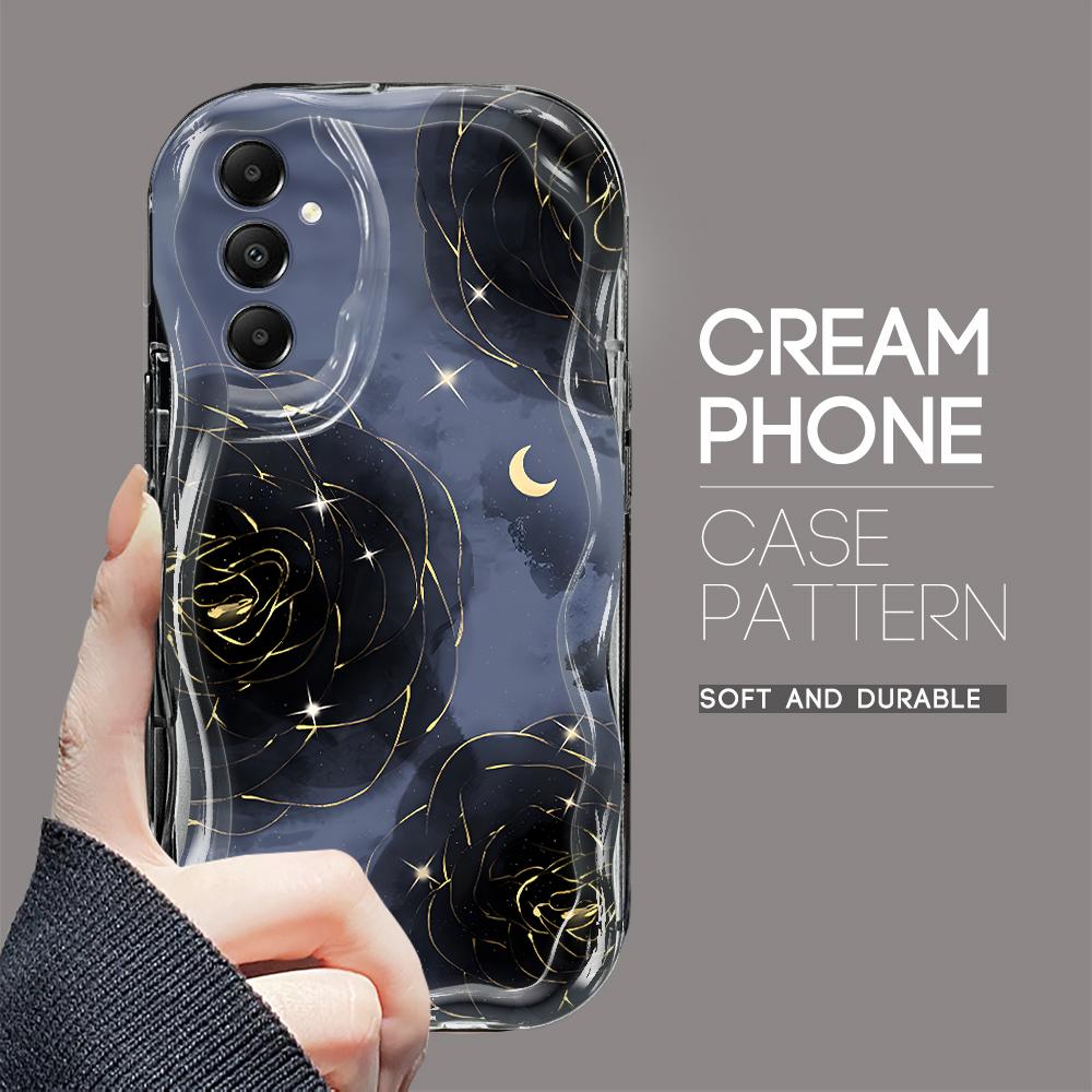 Cute Cartoon Pattern Cream Texture Casing Wavy Edge Soft Silicone Cover Phone Case for Samsung