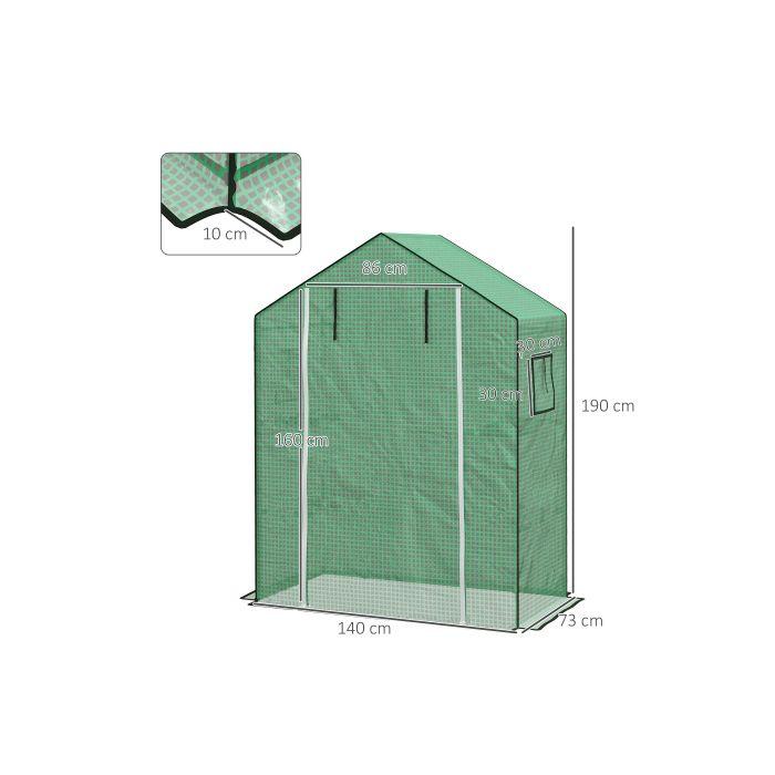 Film de serre - Outsunny - Renforcé 135 GSM - Résistant aux UV - Accès facile avec porte zippée