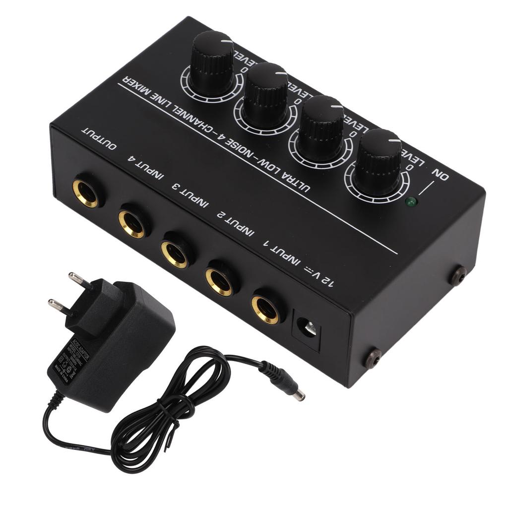 4 Channel Line Mixer Ultra Low Noise Mono Analog Audio Mixers 1 4in TS