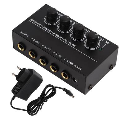 4 Channel Line Mixer Ultra Low Noise Mono Analog Audio Mixers 1 4in TS