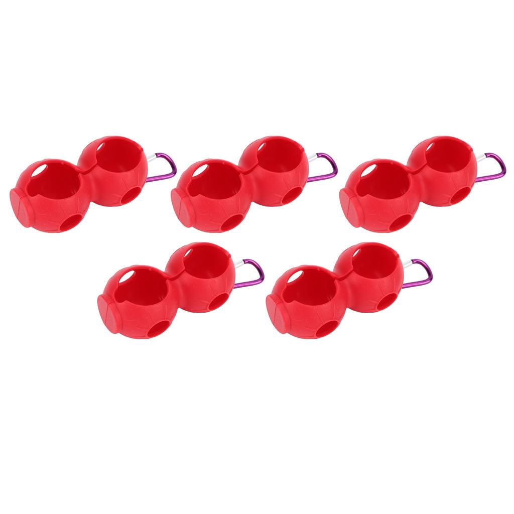 5Pcs Golf Ball Silicone Double Case Cover Portable Golf Ball Protective Holder Cover Red