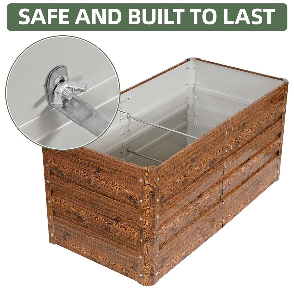 Galvanized Garden Planter Box with Safe Folded Edge Design for Vegetables and Fruits