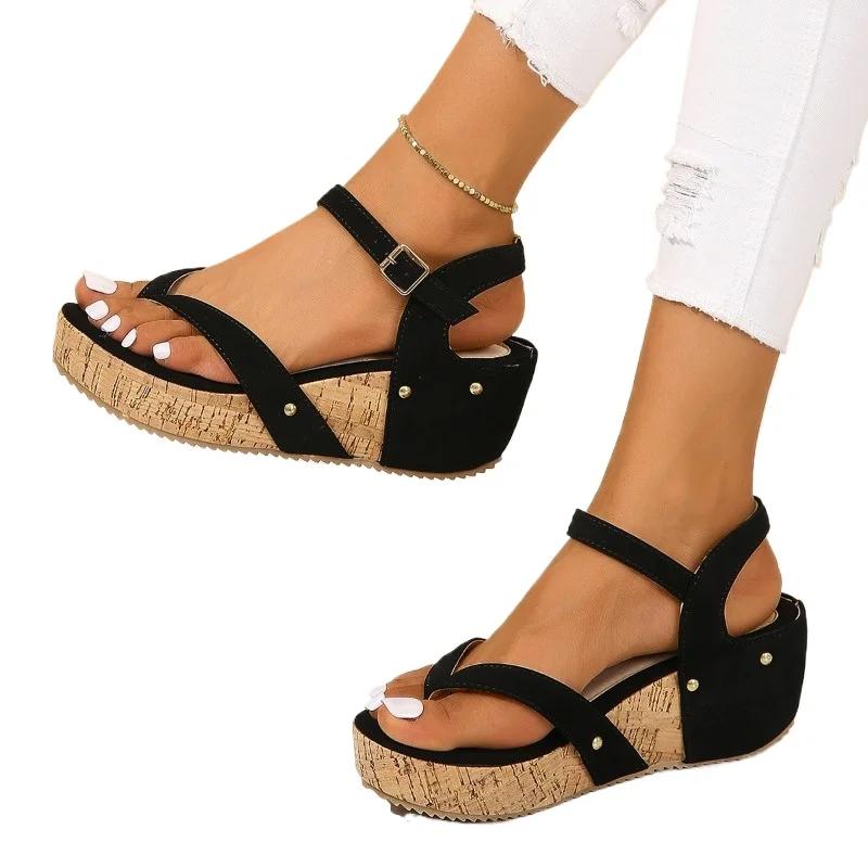 Fashion Shoes Female 2025 Clip Toe Women's Wedges Sandals Summer Shoes Ladies Fashion Buckle Strap Platform Sandals Casual Sandals Women