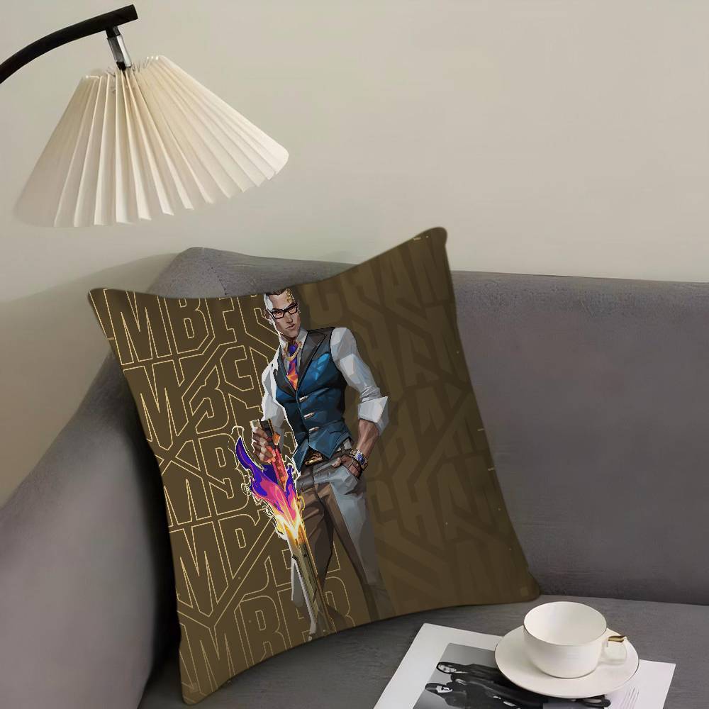 V-VALORANT Cartoon Spiel Büro Kissen Kissenbezug Autokissenbezug 45X45CM Lendenkissenbezug Sofakissenbezug