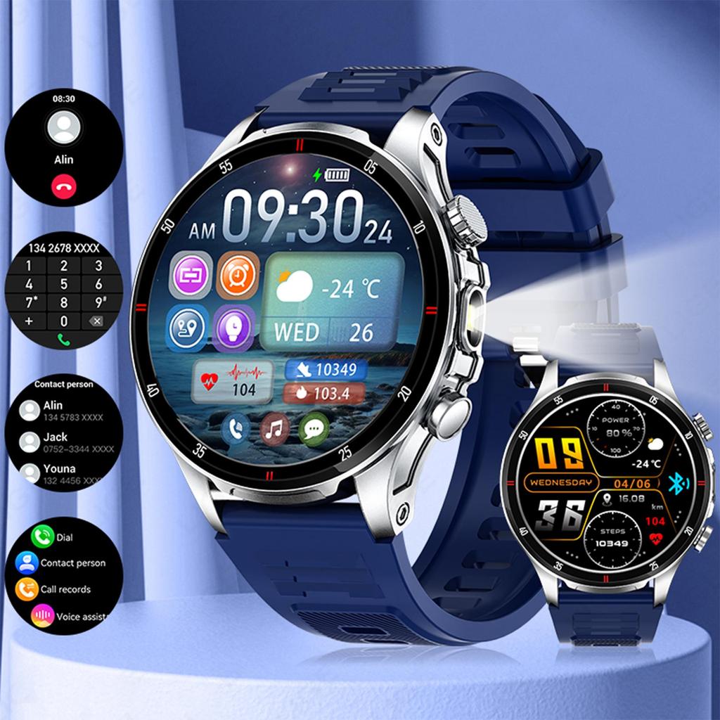 LIGE New Men Smart Watch LED Flashlight BT Call Waterproof Heart Rate Sleep Health Monitoring Fitness Watch