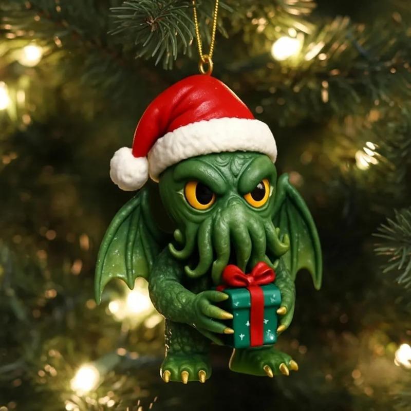 Cthulhu:Terrors of Yule  Advent Calendar 2025, 2D Flat Acrylic 24 Hanging Cthulhu Monsters Ornament, Gothic Advent Calendar for Monster Fans