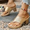 Fashion Fashion High Heels Sandals for Women Summer Plus Size Women Shoes Clip Toe Sandles Woman Lightweight Thick Heeled Beach Slipper