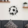 3D Breaking Through Wall Crack Soccer Football PVC Wall Sticker Self-Adhesive Removable for Kids Room Living Room Bedroom Sports Home Decor Art