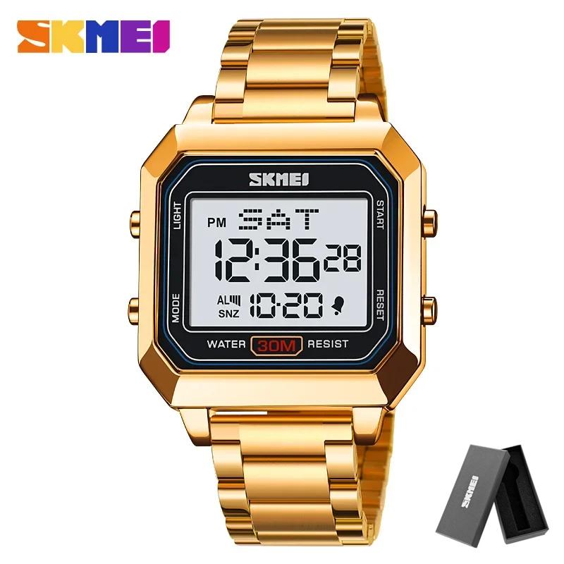 SKMEI 2149 Night Glow Electronic Watch Men's Electronic Square Steel Band Student Multi Functional Sports Waterproof