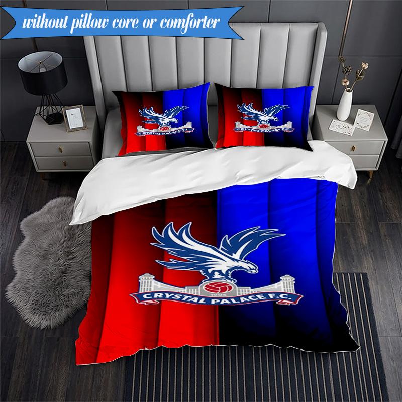 3PCS Crystal Fc Crest Printed Soft Bedding Set,Including 1pc Duvet Cover And 2pcs Pillowcases Perfect for Bedroom, Dormitory, Fan gift