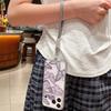 Pink Butterfly Leather Lanyard Case For iPhone 18 Pro Max 17 16 15 14 13 Pro Max Luxury Hybrid TPU+PU Anti-skid Soft Phone Cover