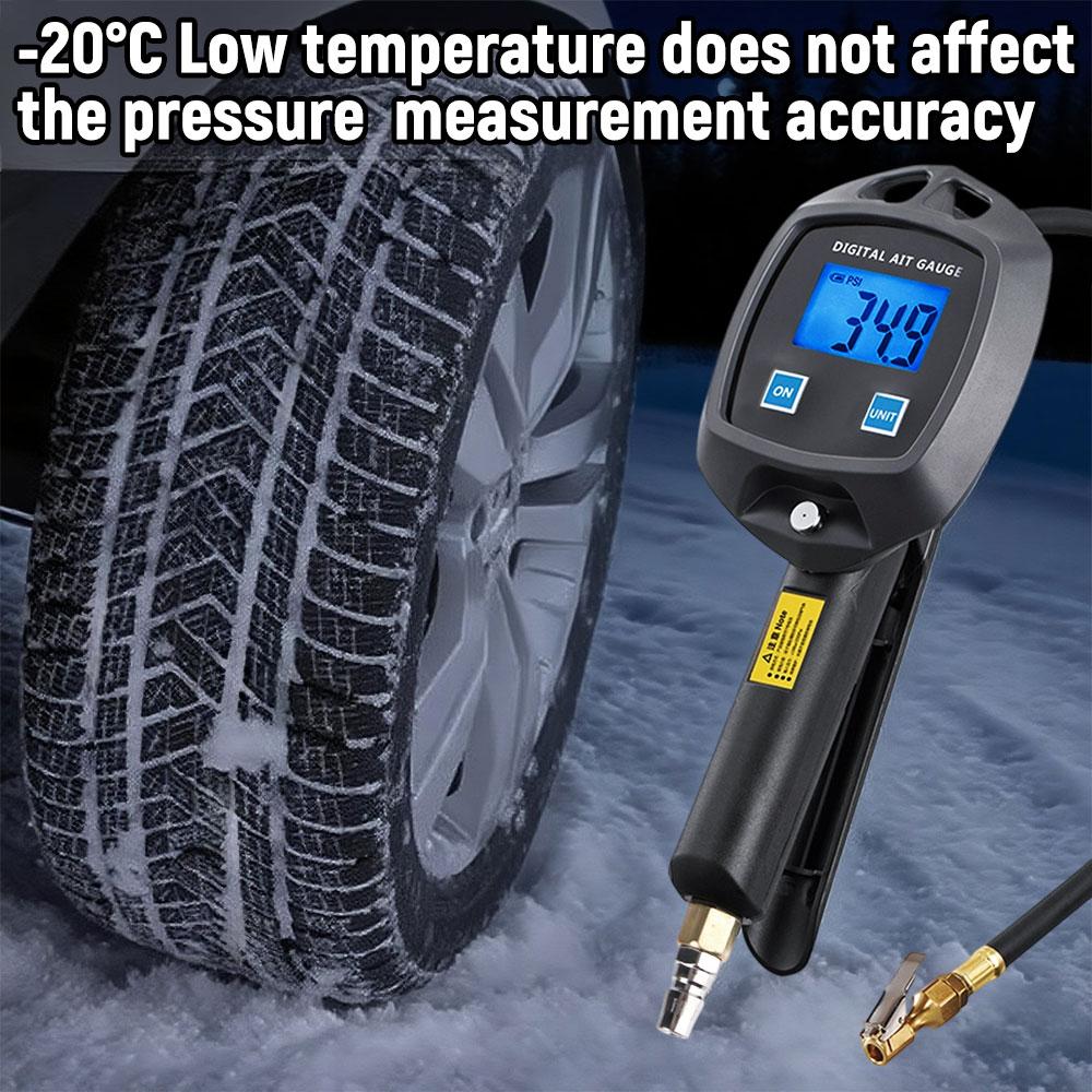 Car Tire Pressure Gauge Digital Display With Inflator Hose High-precision Monitoring Inflation Gun Car Tire Manometro Universal