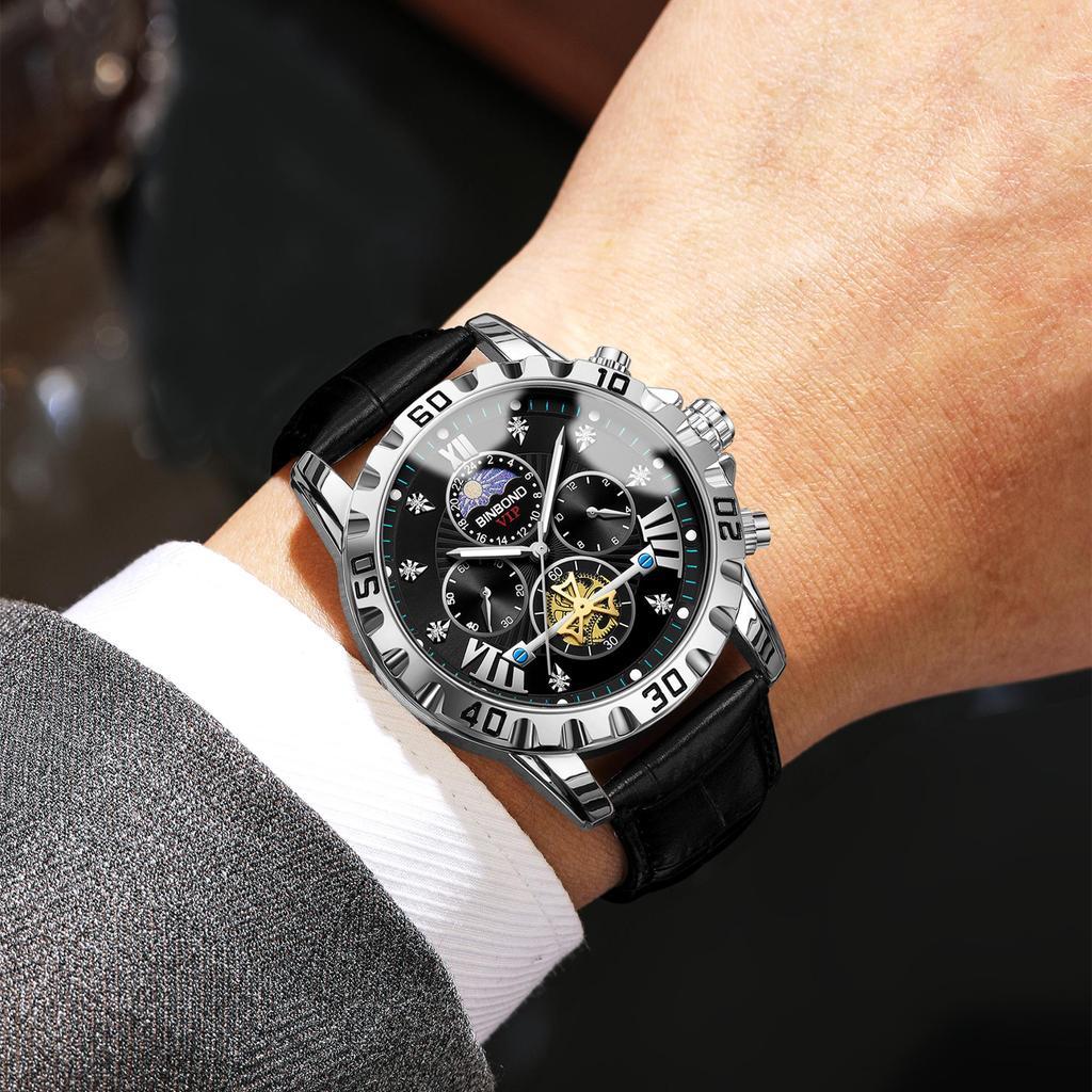 BINBOND Luxury Durable Quartz Wristwatches For Men Luminous Waterproof Chronograph Men's Watches Accurate Casual Reloj