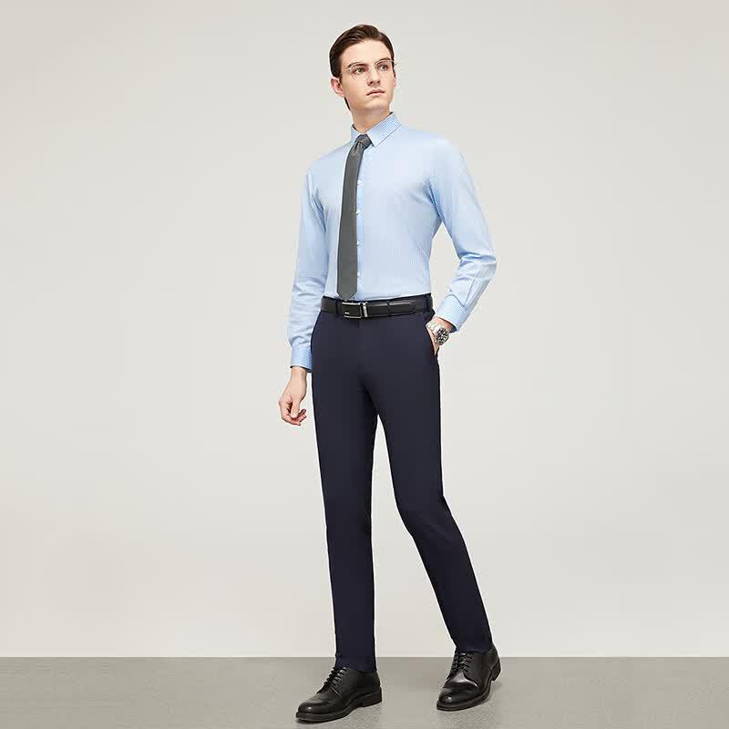 YOUNGOR Men's Breathable Wrinkle-Resistant Long-Sleeve Shirt