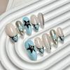 Women Sweet‑Cool Style Press‑On Nails Original‑Design Hand‑Painted Stars French White‑Tone False Nail Patches