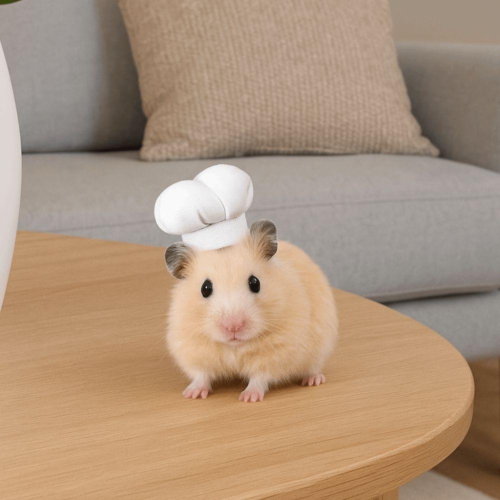 Pet Accessories Adjustable Hamster Chef Hat Breathable Decorative Pet Costume Hat Comfortable Pet Dress Up Hat Photo Prop