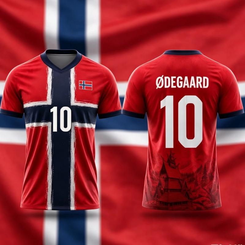 Unisex Norway Inspired No.9 Football T-shirt 3D Print Norwegian Pattern Breathable Short Sleeve Sports Jersey for Adults Kids