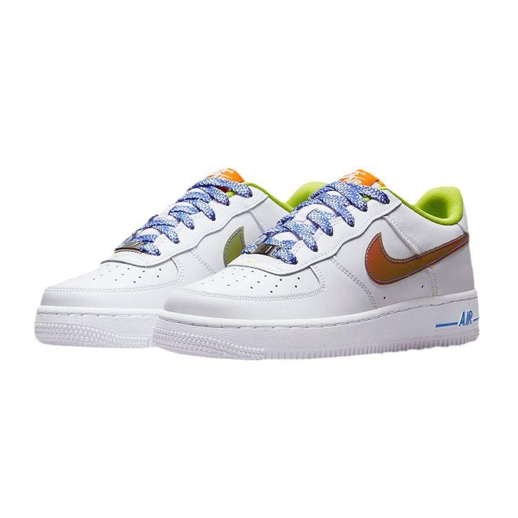 Nike Force 1 LV8 GS White Multi Kids Sneakers Medium-Blue Magma-Orange Multi-Color DQ7767-100