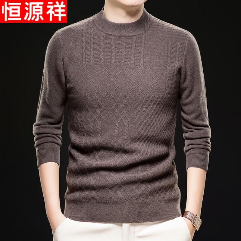 

Hengyuanxiang Men s Thickened Pure Wool Round Neck Sweater XL