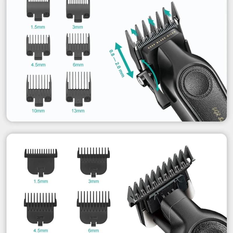 New Original VGR Professional Home Hair Clippers Rechargeable Hair Trimmer Metal Body Haircut Machine DLC Blade Clippers for Man V-197 V-995 A Set