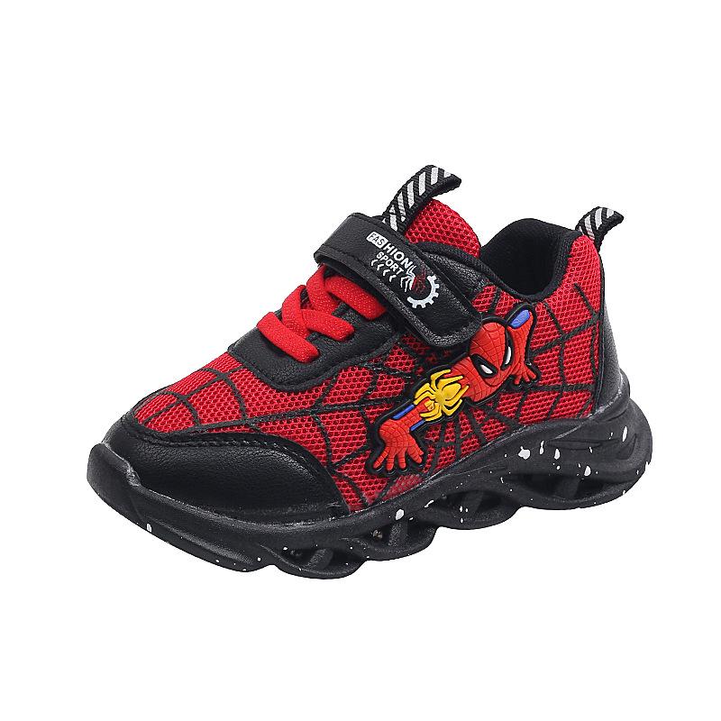 Pantofi Sport cu Lumini pentru Băieți Spider-Man 2022 cu Partea Superioară din Plasă la Modă pentru Copii Medii și Mari.