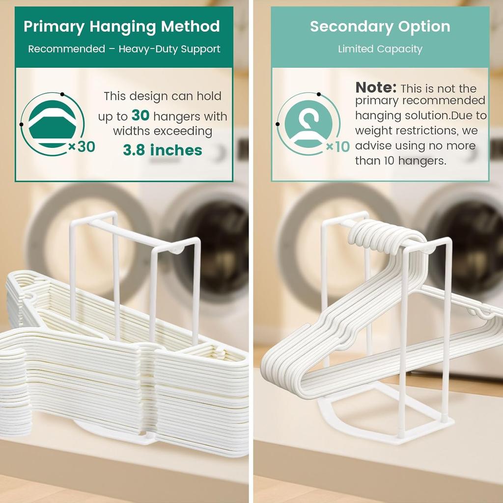 Hanger Stacker Organizer Stand, White Portable Hanger Holder Laundry Room Organization Hanger Rack Storage