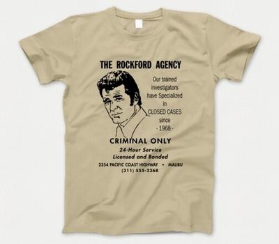 The Rockford Files Agentur T-Shirt 568 TV-Show 1970er Detektiv Magnum Columbo Neu