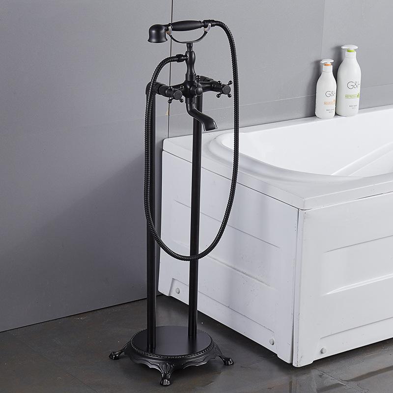 Brass Bathroom Faucet Bathtub Faucets 360 Rotation Floor Stand Faucets Telephone Type Hand Shower Antique Bath Shower Set