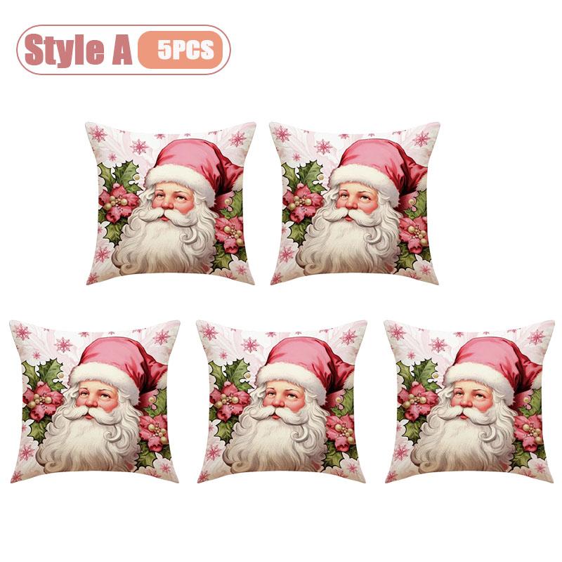 1-5PCS Festive Decorative Christmas Pillow Cover Cushion Case Holiday Sofa Accent Cover for Living Room Winter Party Home Decor