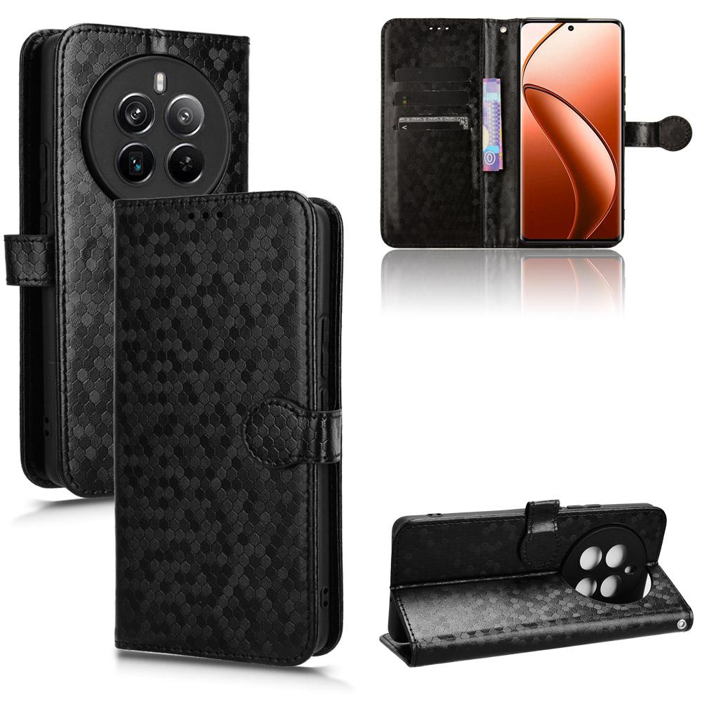 For Realme 12 4G/12+ 5G Case Dots Imprinted PU Leather Mobile Phone Cover with Viewing Stand