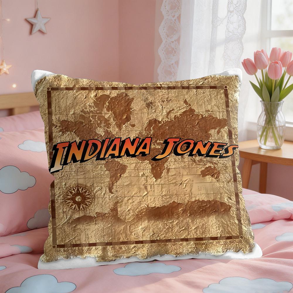 Movie IIndiana JJones Cushion Cover Square Short Plush Pillow Case Living Room Sofa Home Decor Funda X
