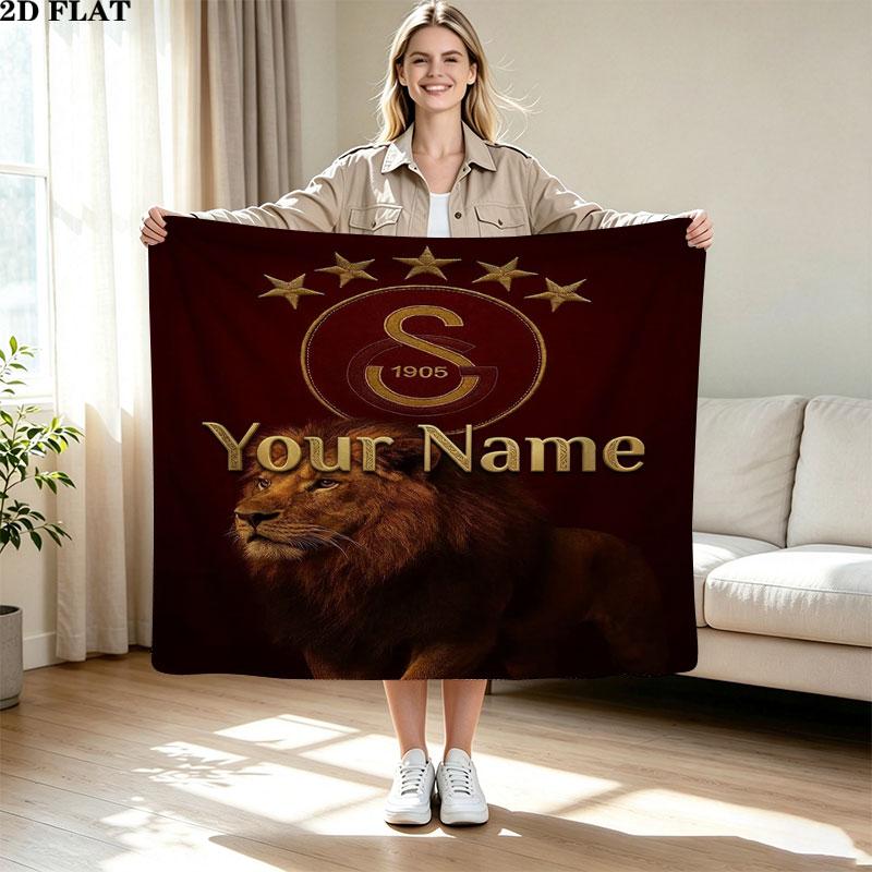 1PC Galatasaray S Custom Name Patterned Flannel Blanket Suitable For All Seasons for Home Decor Warmth and Comfort Gifts Holiday Present