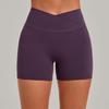 High-Waisted Transparent Nude Yoga Shorts with Cross Waistband for Running and Cycling
