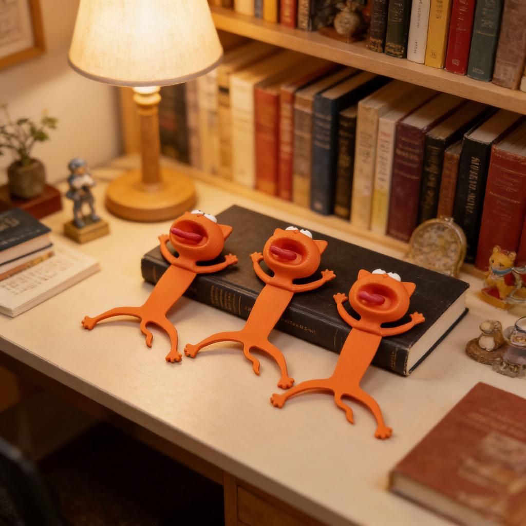 Funny 3D Lazy Cat Bookmark, Reading Book Clip, Creative Cartoon Cute Stationery, Single Piece