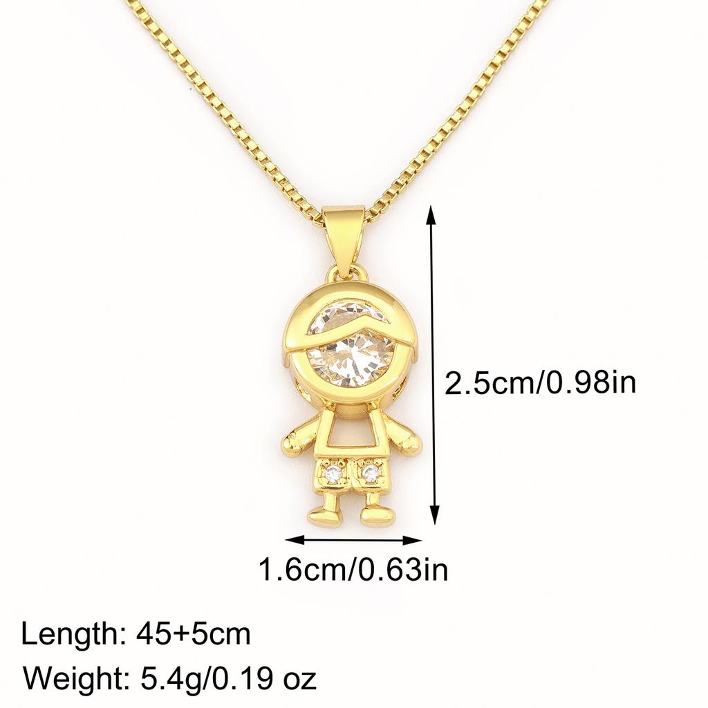 Nidin Fashion Niedlicher Junge/Mädchen Sohn/Tochter Zarte Anhänger Halsketten Für Frauen Weiblich Funkelnde Zirkon Gliederkette Schmuck Geschenke