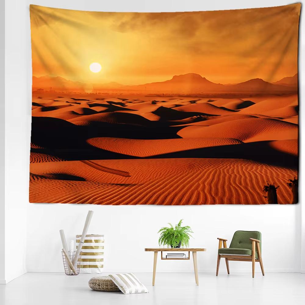 Wüsten-Sonnenuntergang Wandteppich Wandbehang Natürliche Landschaft Einfache Kunst Hippie Bohemian Moderner Stil Wohnzimmer Heimdekor