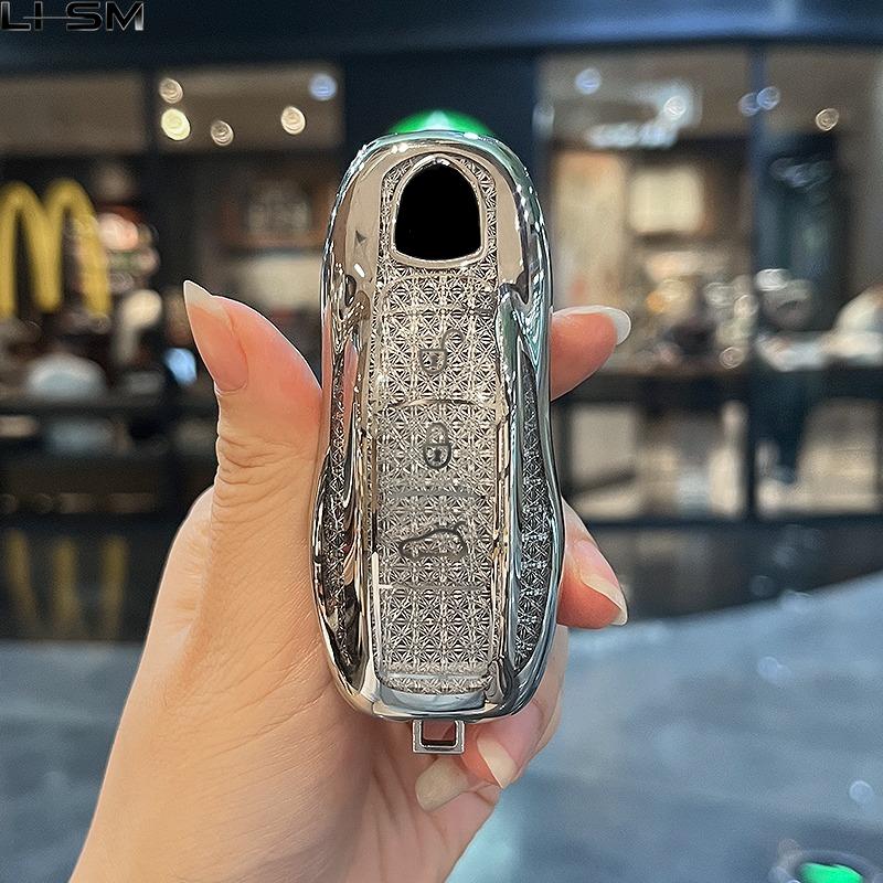White Diamond Tpu 3 Button For Porsche Panamera Spyder Carrera Macan Boxster Cayman Cayenne 911 970 981 991 Car Key Case Cover