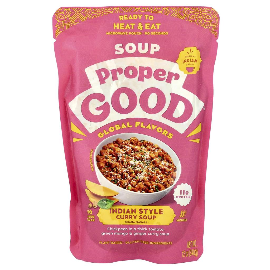 Proper Good, Indian-Style Curry Soup, Chana Masala, Medium Flavor, 340g (12oz)