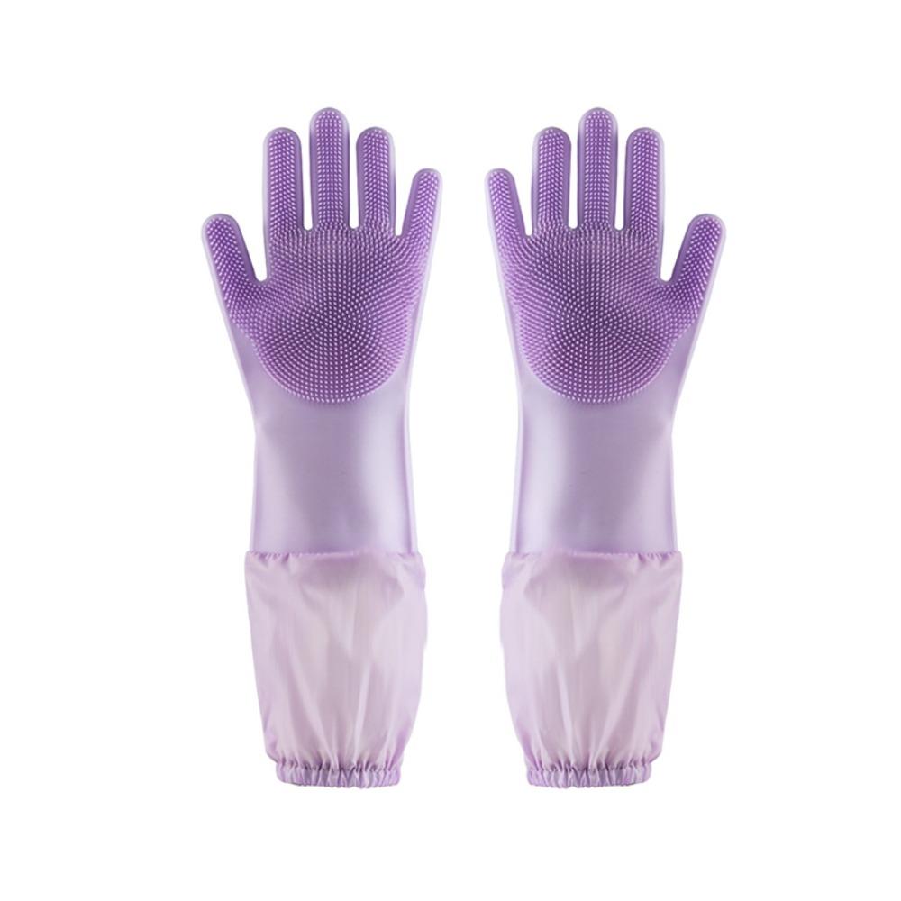 

1 Pair Scrub Design Pet Bathing Glove Extended Sleeve Pet Cleaning Glove for Dog Cat фиолетовый