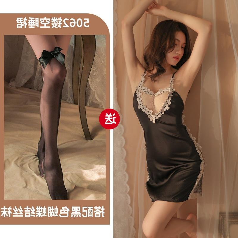 Sexy Split fork sexy nightdress temptation perspective hollowed out new sex underwear lace love suspender milk leakage