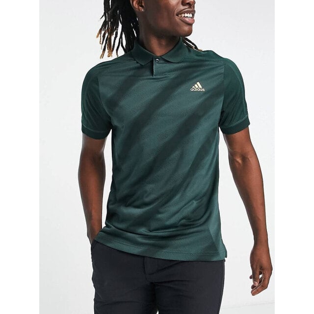 

adidas Golf diagonal tonal stripe polo shirt in green