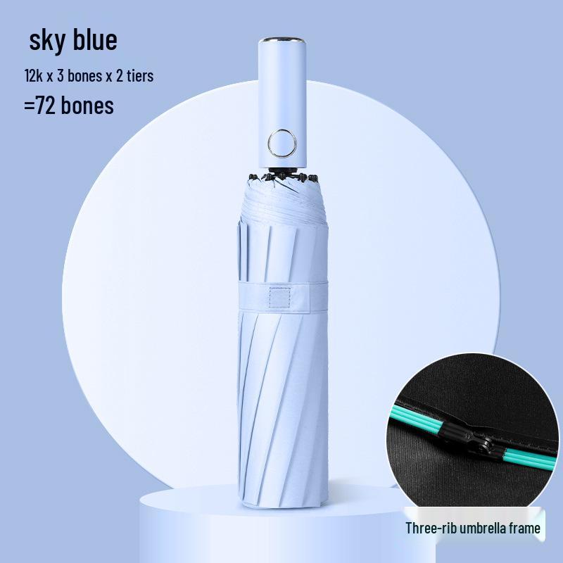 72-Rib Automatic Folding Umbrella for All Weather - Sunshade and Sunscreen for Men, Women, and Students