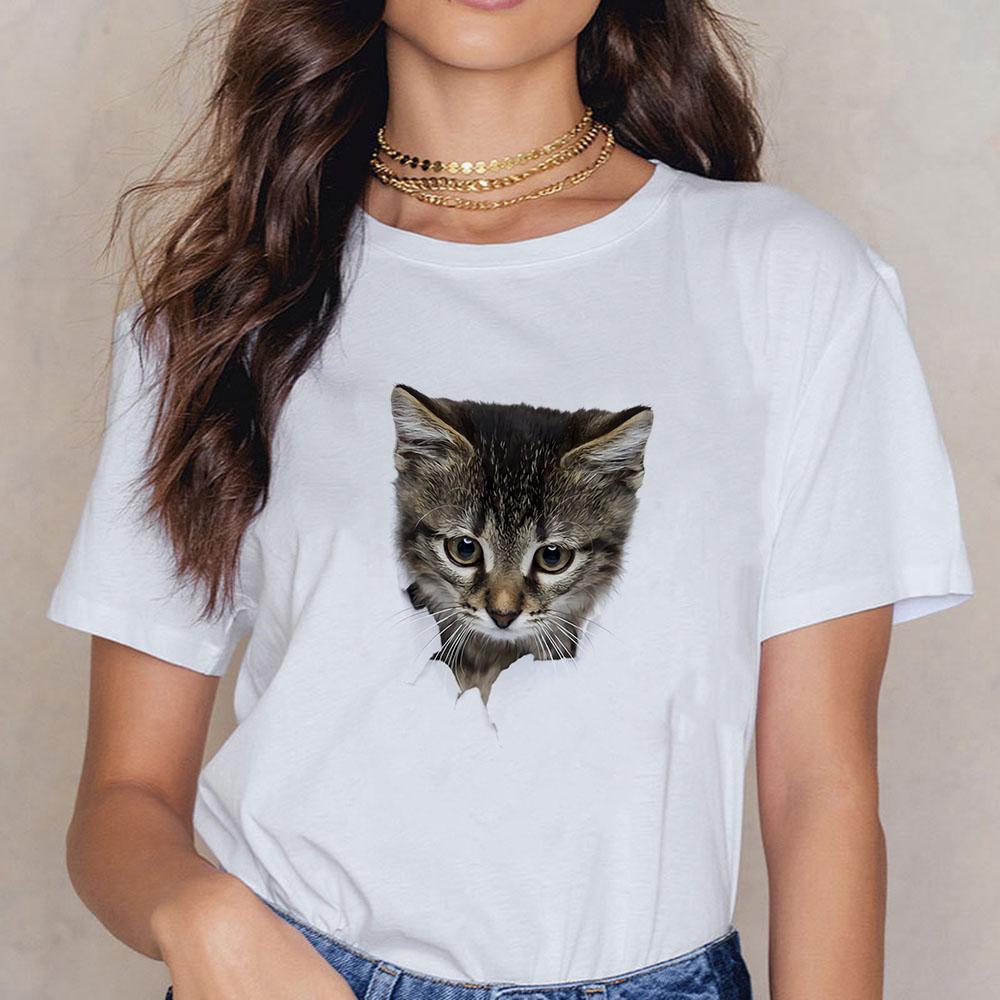 Black Cats Shirt Women with Cat Tshirt Kitten Pretty Little Thing Cute Oversized Funny Female Trendy Short Sleeve Summer Top