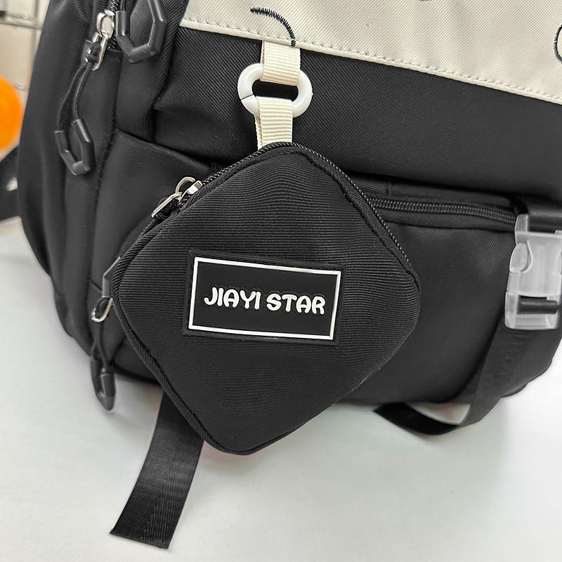 Student Schoolbag Color Contrast Backpack Women's Large Capacity Backpack with Coin Purse