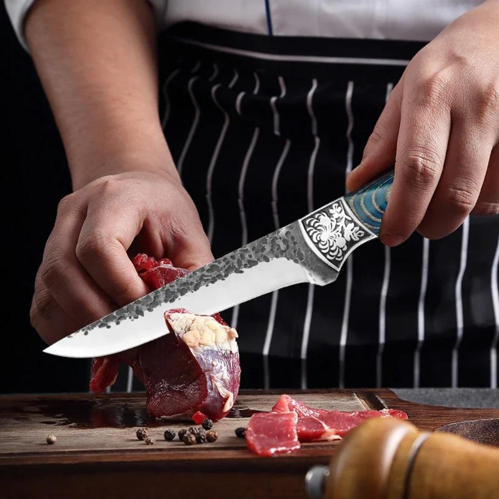 Mit Schutzhülle Küchenmesser Koch Fleischerbeil Gemüse Scheibe Obst Kochmesser Holzgriff Handgeschmiedete Klinge Metzger Ausbeinmesser